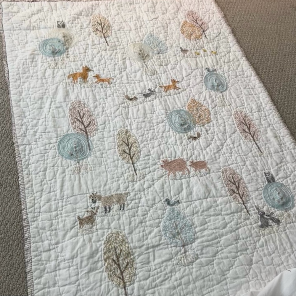 Pottery Barn Crib Toddler Quilt Woodland Print